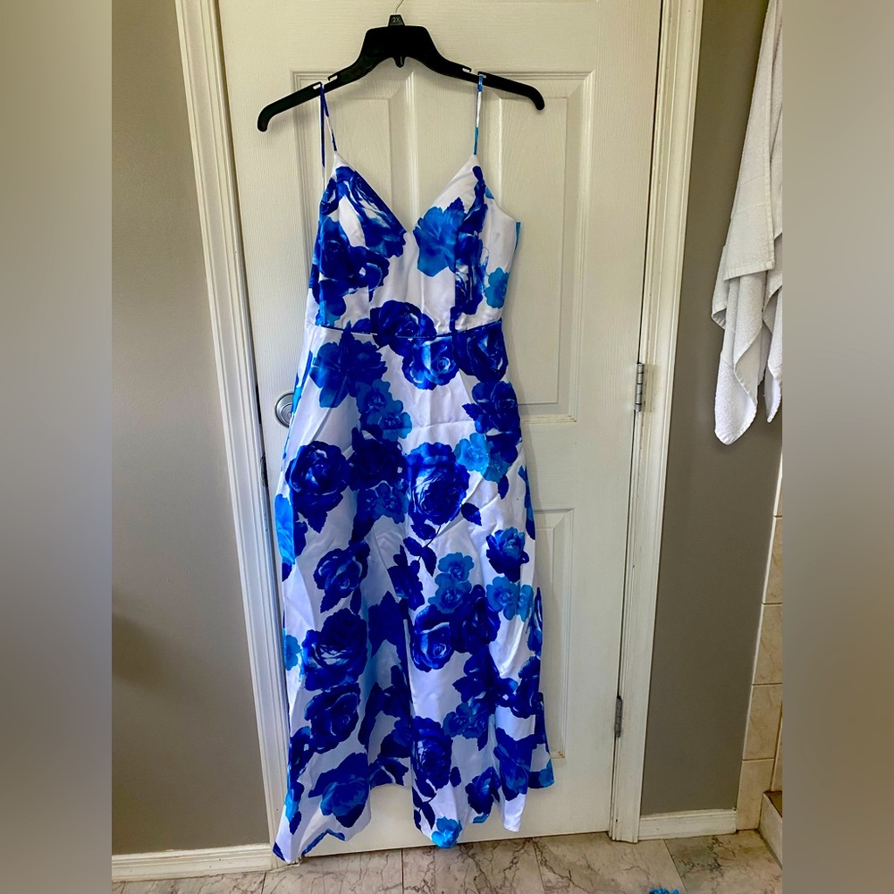 Floral blue corset dress size 9